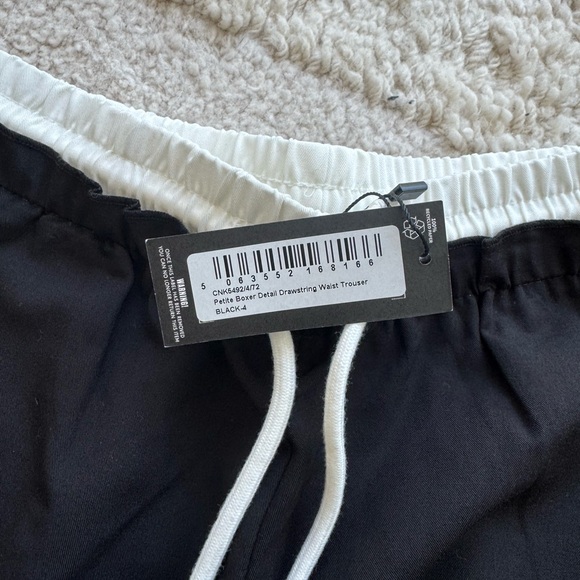 PrettyLittleThing PETITE BLACK BOXER DETAIL DRAWSTRING WAIST PANTS size 0 - Picture 6 of 7